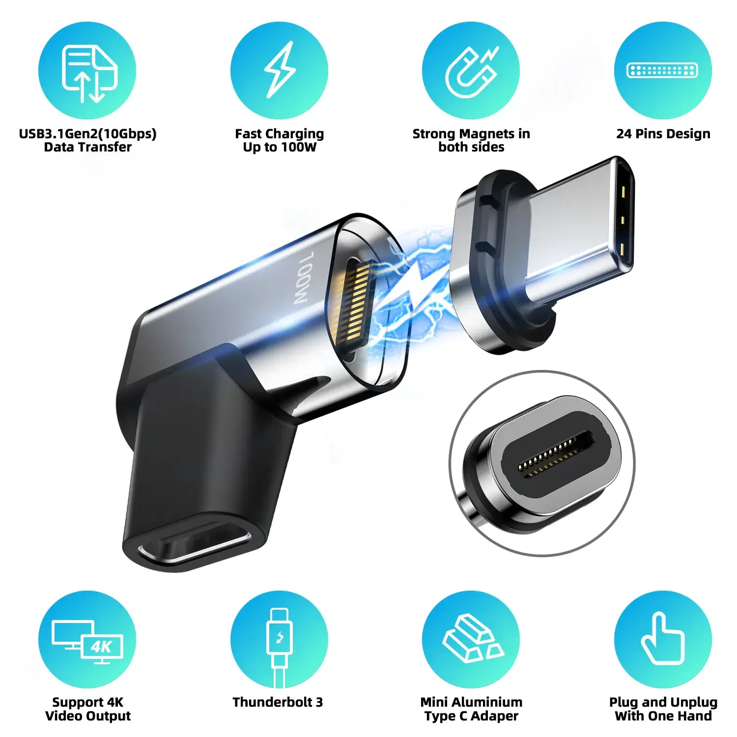 24Pin Magnetic USB3.1 Adapter for MacBook, iPad, Switch, Headphones - Image 7