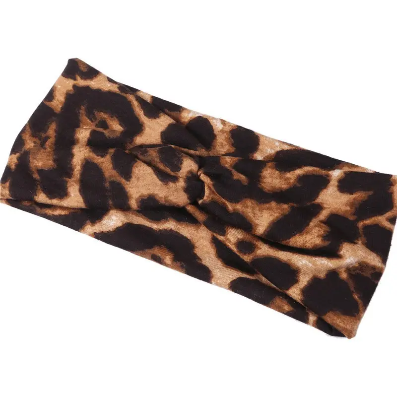 Retro Leopard Print Cross Headband for Girls