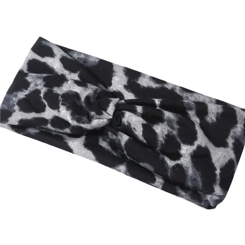 Retro Leopard Print Cross Headband for Girls