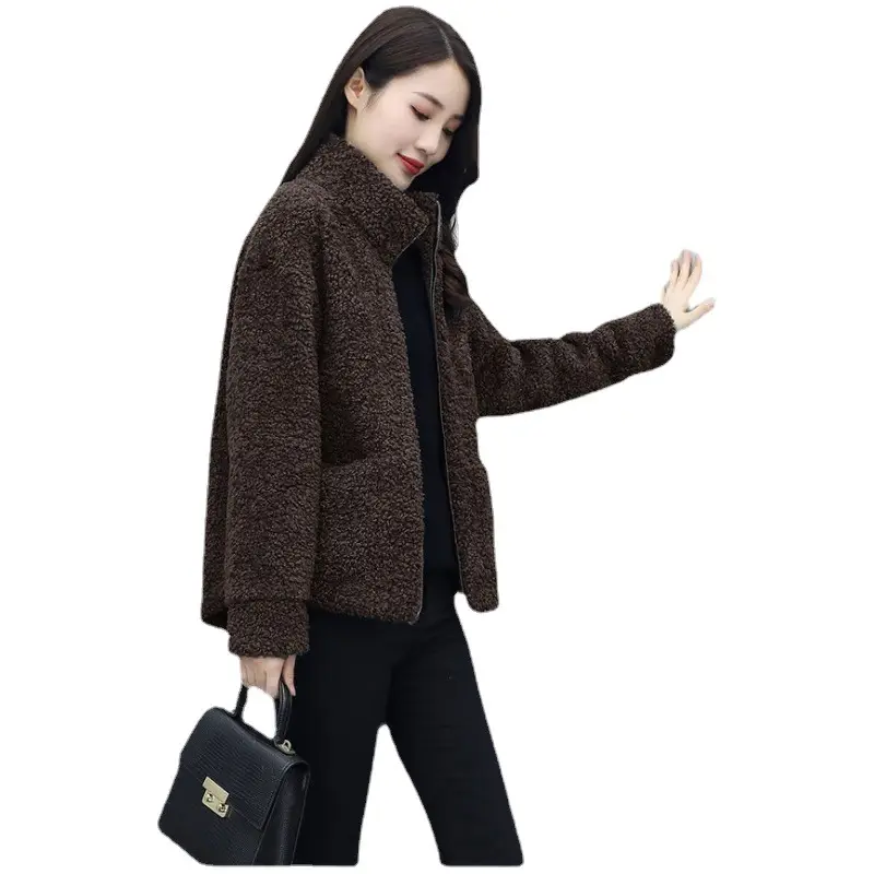 2021 Winter Women's Lambswool Coat Short Fur One-piece - Image 6
