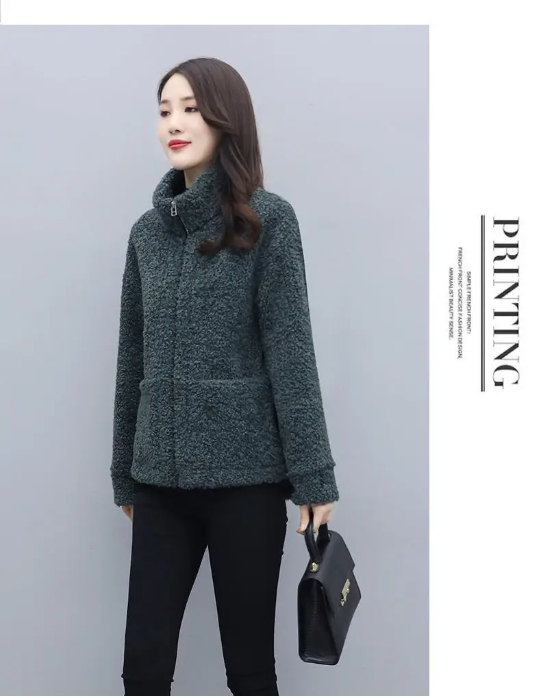2021 Winter Women's Lambswool Coat Short Fur One-piece — feature 10