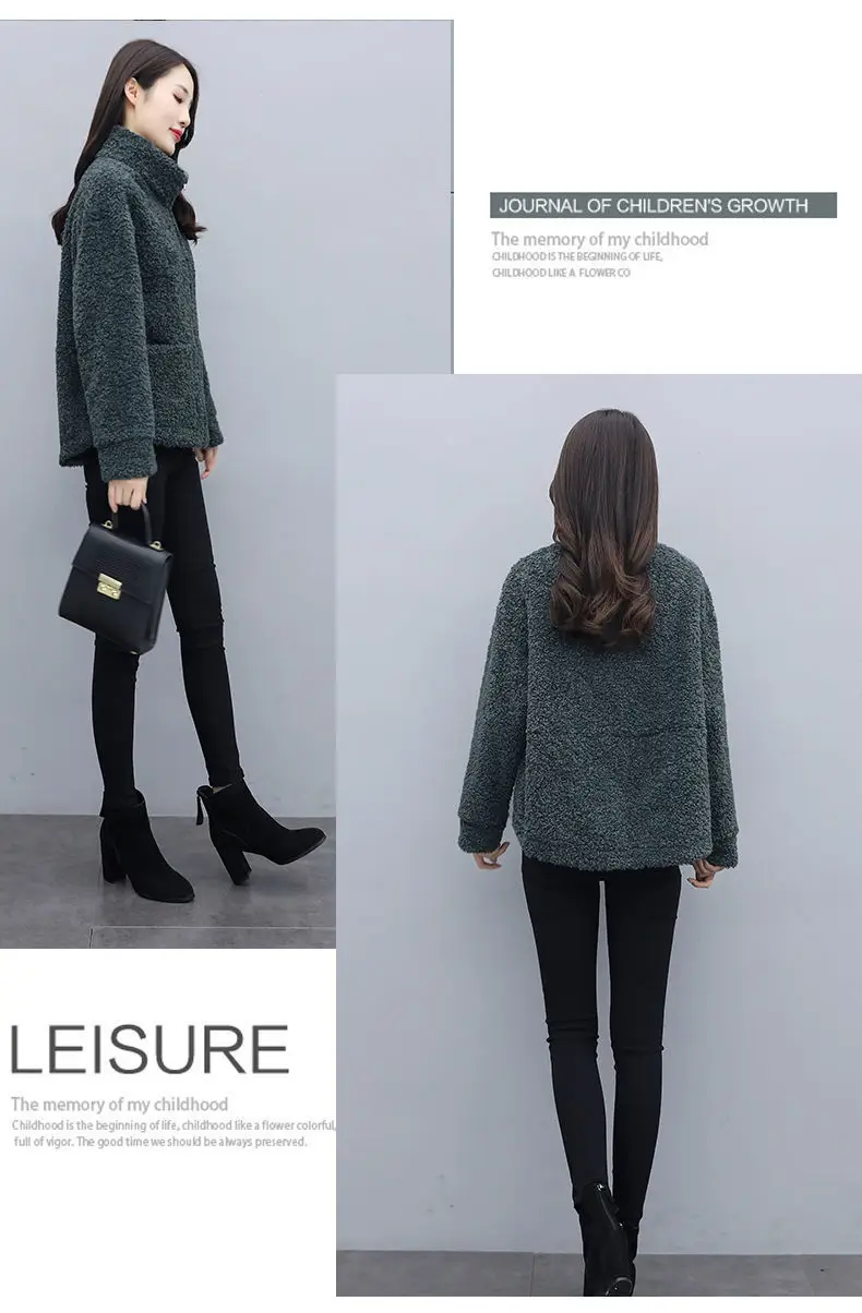 2021 Winter Women's Lambswool Coat Short Fur One-piece — feature 11