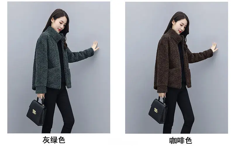 2021 Winter Women's Lambswool Coat Short Fur One-piece — feature 4