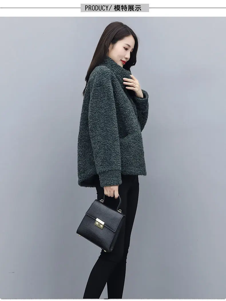 2021 Winter Women's Lambswool Coat Short Fur One-piece — feature 5