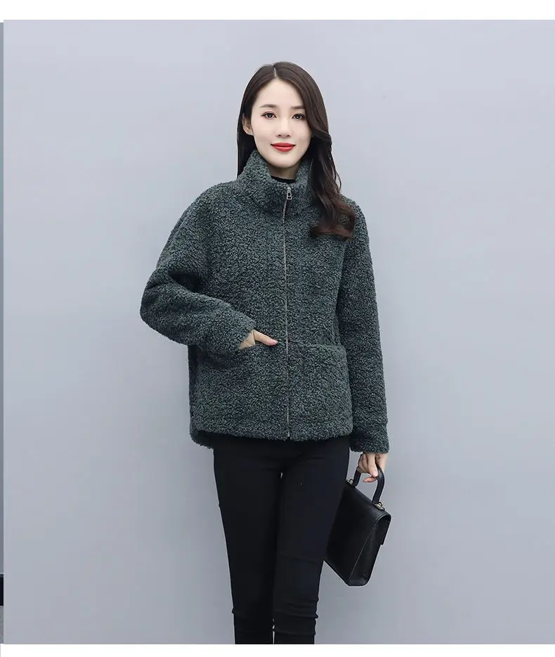 2021 Winter Women's Lambswool Coat Short Fur One-piece — feature 6
