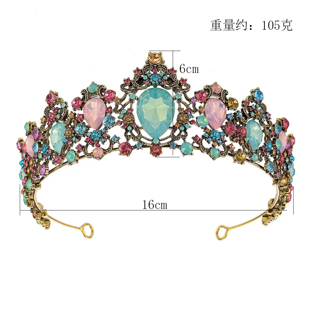 European & American Bride Crown with Seven Color Diamonds - Image 3