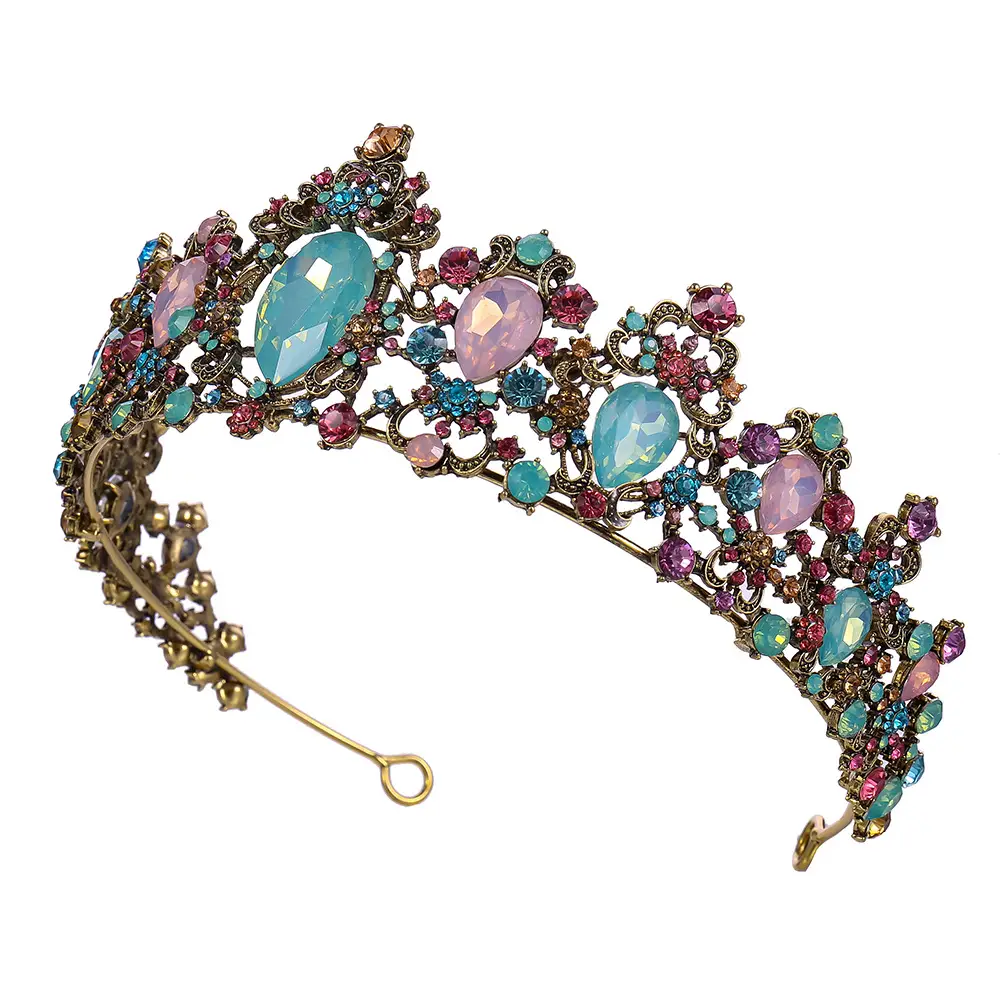 European & American Bride Crown with Seven Color Diamonds - Image 5