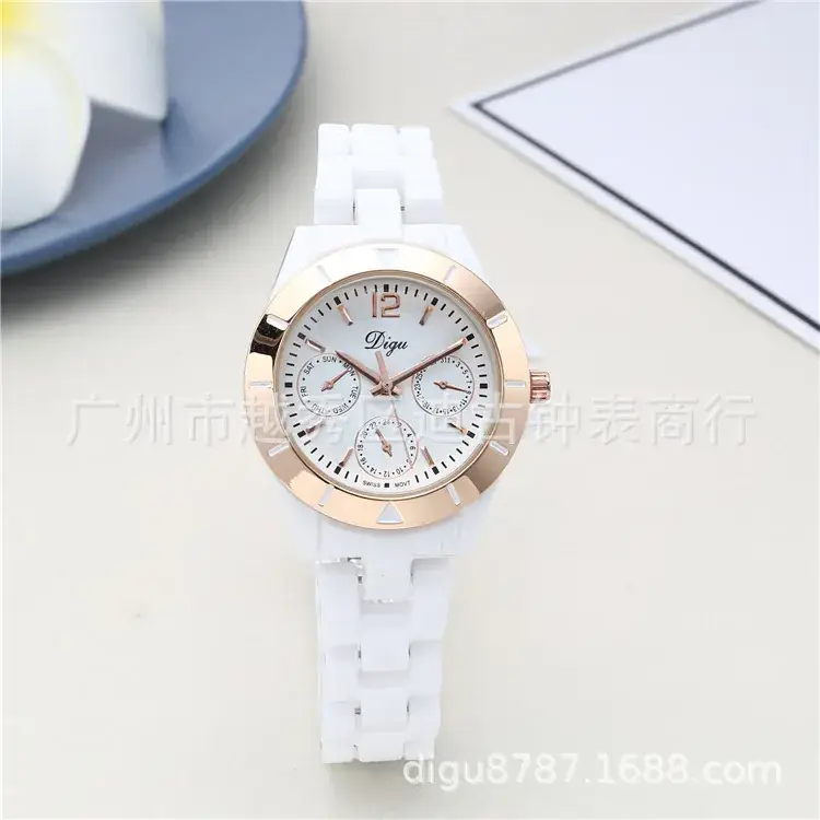 Women's White Ceramic Quartz Watch with Elegant Bracelet - Image 2
