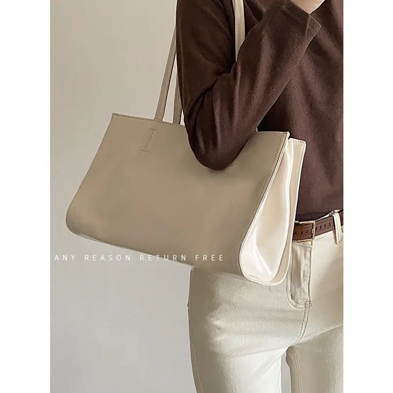 Women's Black Leather Shoulder Bag Large Capacity All-Match