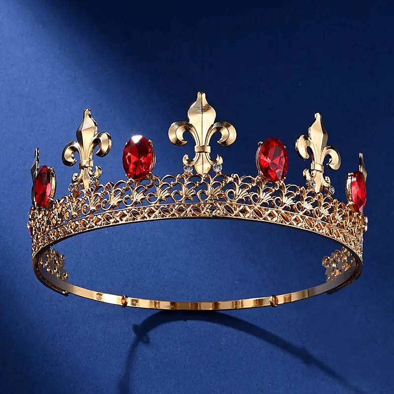 European Crown with Red Stones & Gold Finish - Image 9