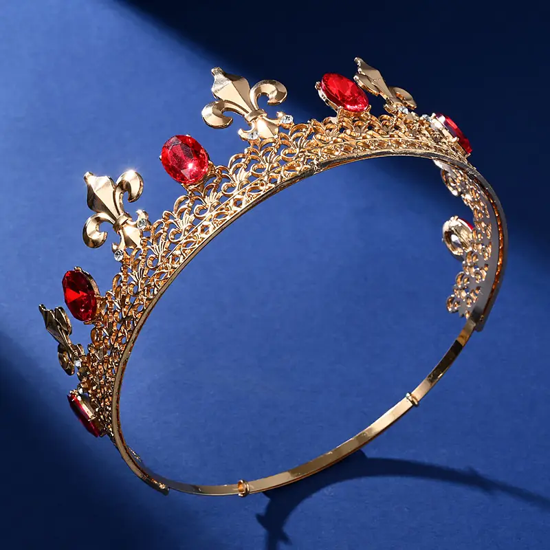 European Crown with Red Stones & Gold Finish - Image 10