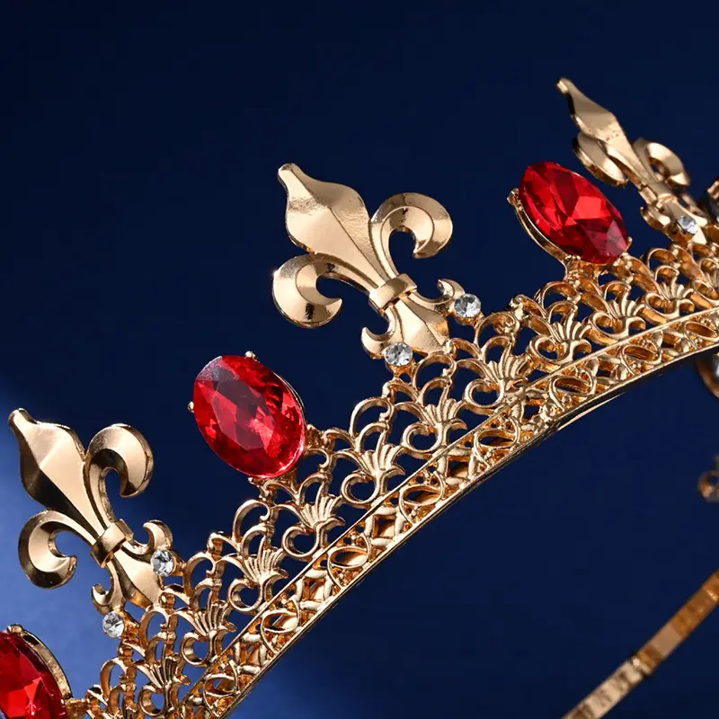 European Crown with Red Stones & Gold Finish - Image 11