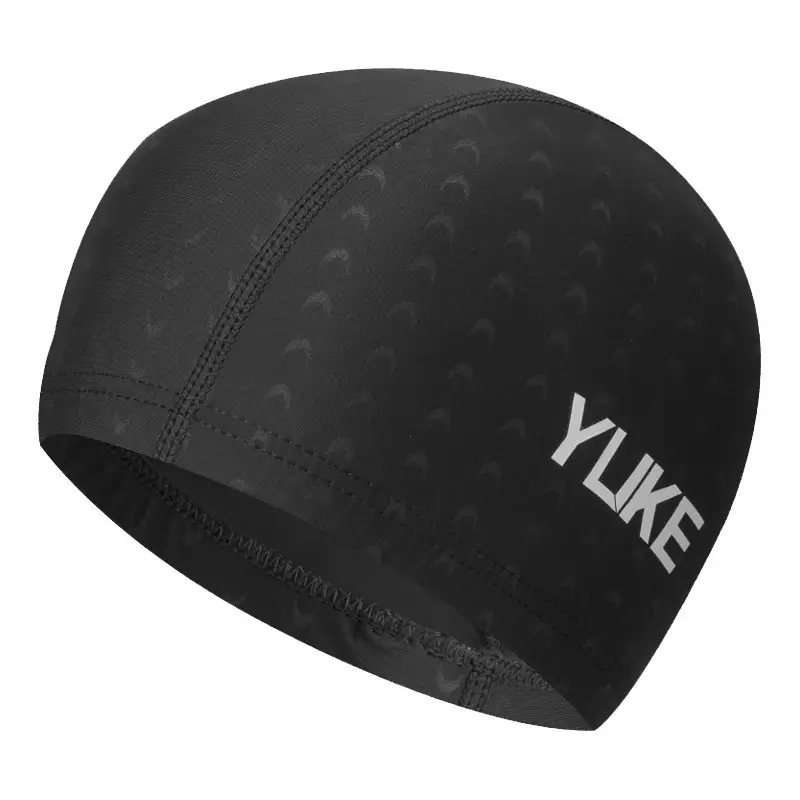 Yuke swimming cap unisex solid color large long hair comfortable stretch imitation shark skin cloth cap swimming cap wholesale