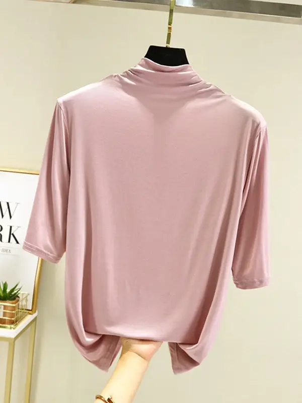 Women's Blue Modal Half Turtleneck Shirt - Image 13