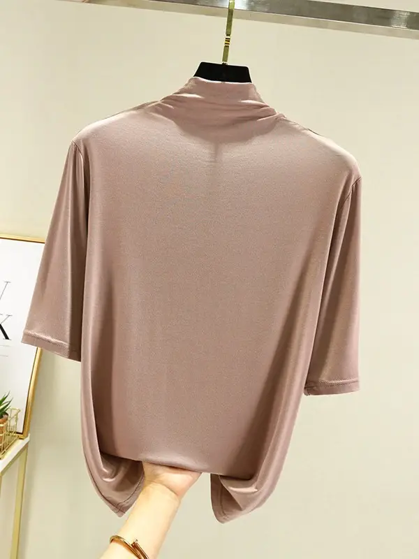 Women's Blue Modal Half Turtleneck Shirt - Image 15