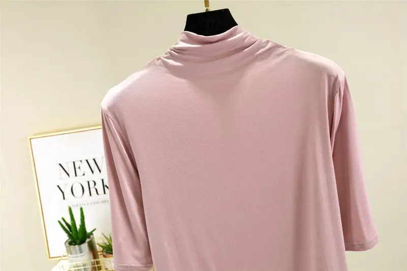 Women's Blue Modal Half Turtleneck Shirt — feature 21