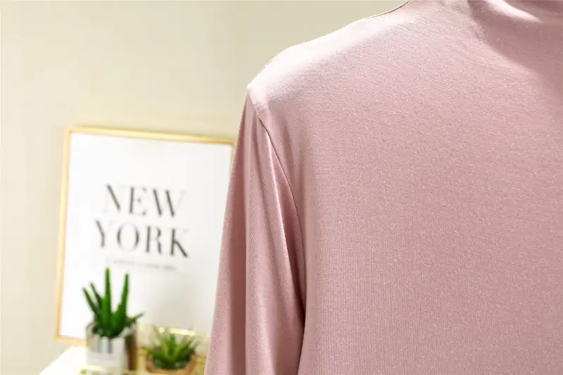 Women's Blue Modal Half Turtleneck Shirt — feature 24