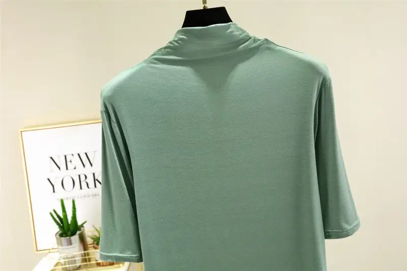 Women's Blue Modal Half Turtleneck Shirt — feature 26