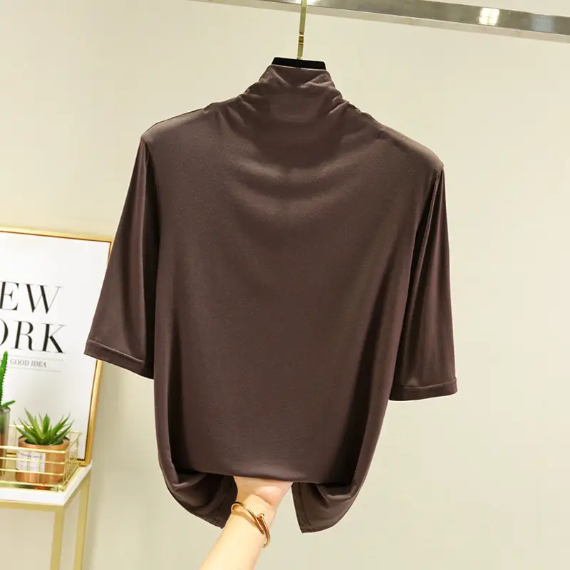 Women's Blue Modal Half Turtleneck Shirt - Image 10