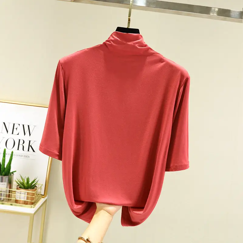 Women's Blue Modal Half Turtleneck Shirt - Image 11