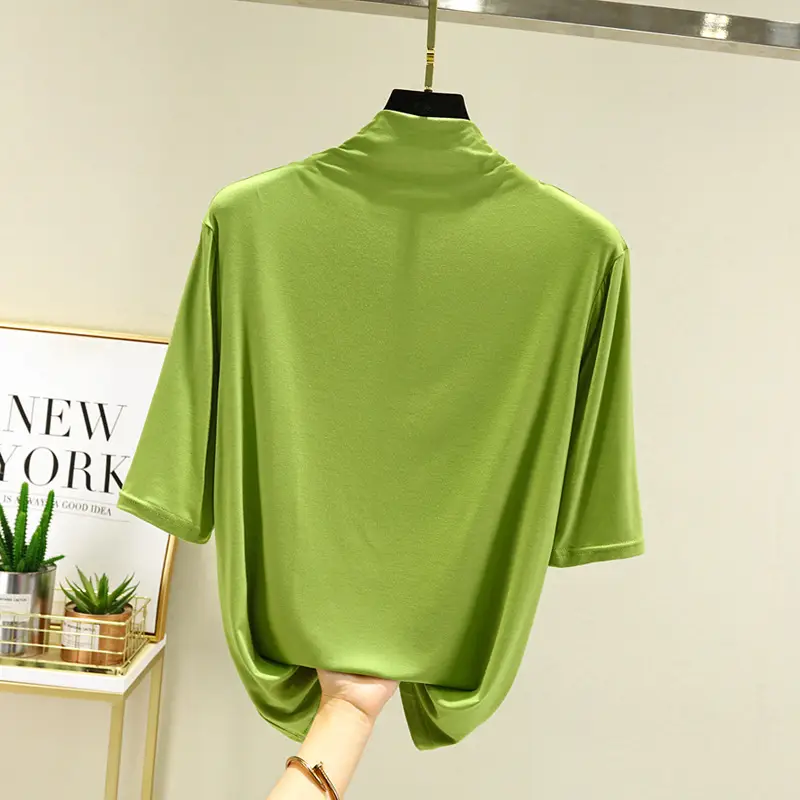 Women's Blue Modal Half Turtleneck Shirt - Image 12