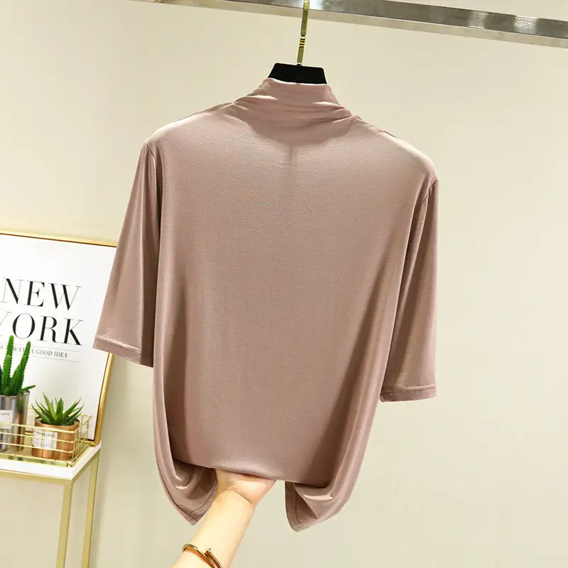 Women's Blue Modal Half Turtleneck Shirt - Image 2