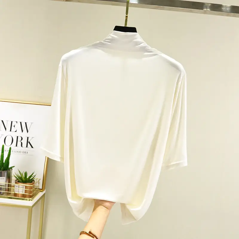 Women's Blue Modal Half Turtleneck Shirt - Image 3