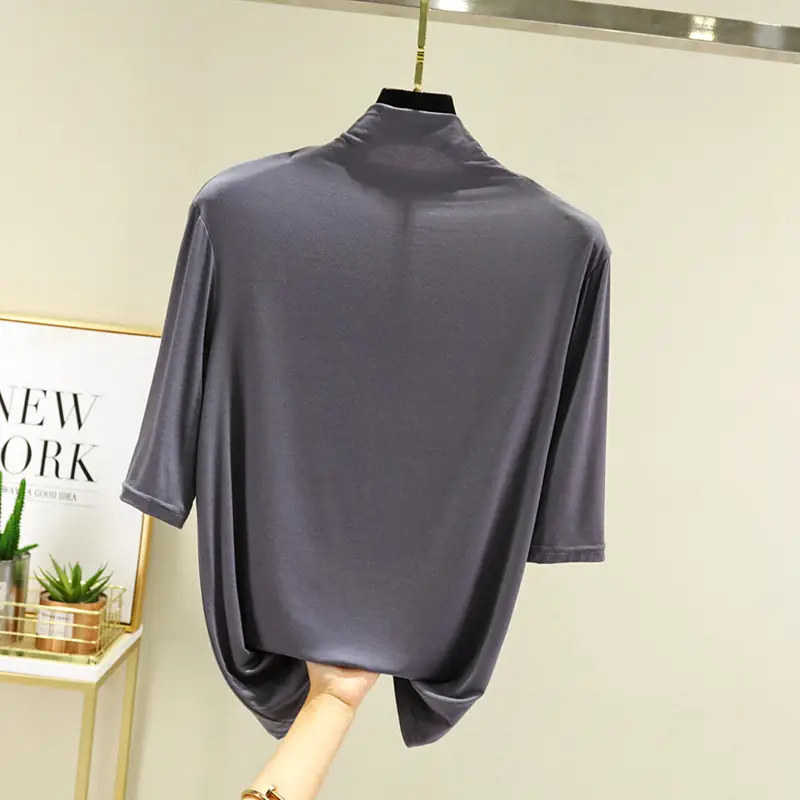 Women's Blue Modal Half Turtleneck Shirt - Image 6