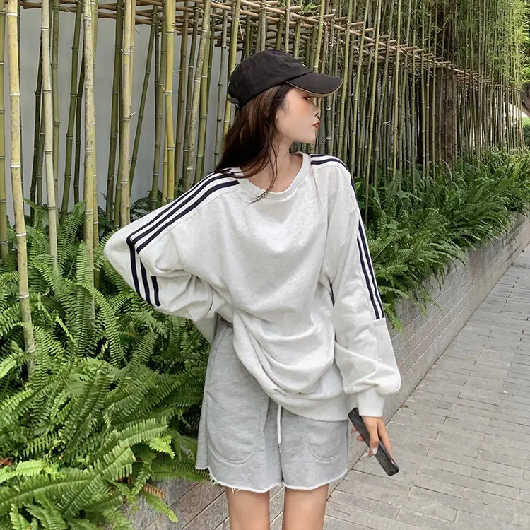 Women's 3 Bar Sweater Set Grey Loose Fit 2025 — feature 19