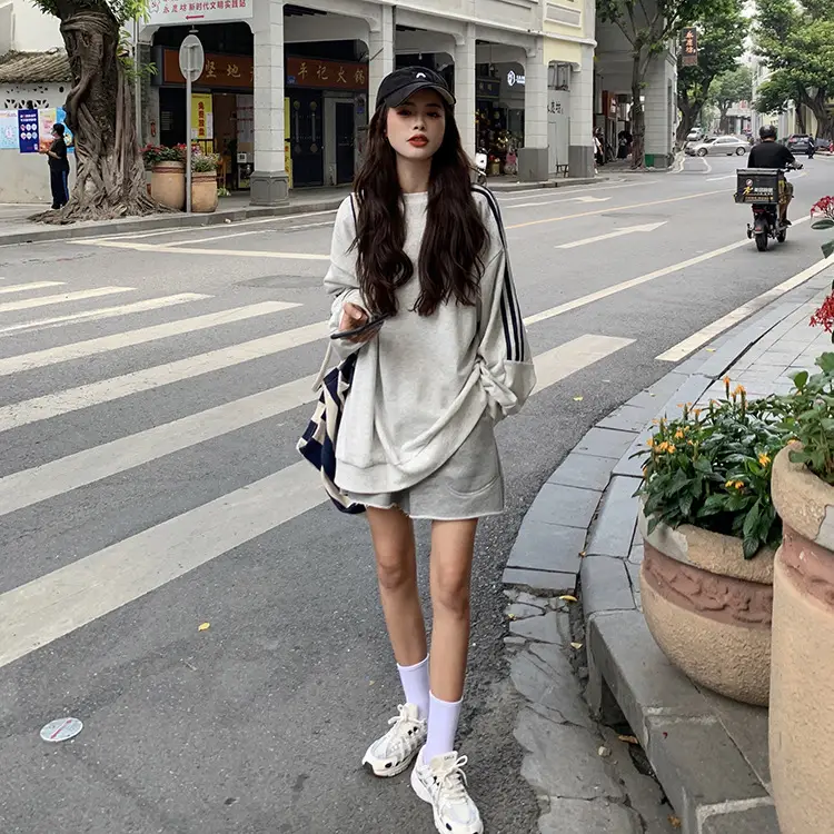 Women's 3 Bar Sweater Set Grey Loose Fit 2025 — feature 20