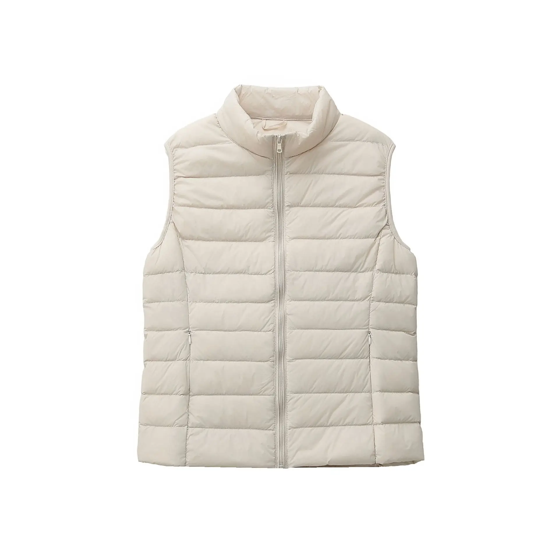 Women Green Down Vest Slim Fit Short Collar Autumn Winter - Image 19