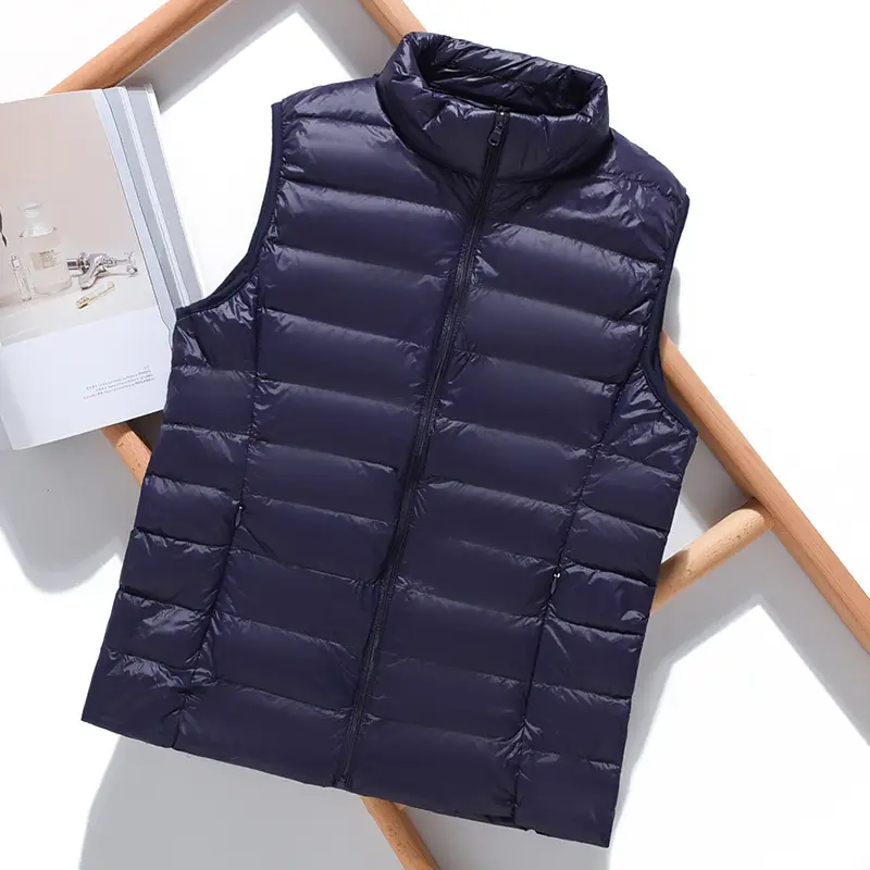Women Green Down Vest Slim Fit Short Collar Autumn Winter - Image 13