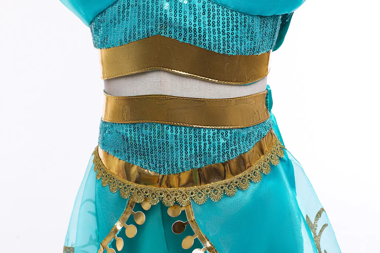 Jasmine Princess Dress for Girls Blue Gold Embroidered — feature 6
