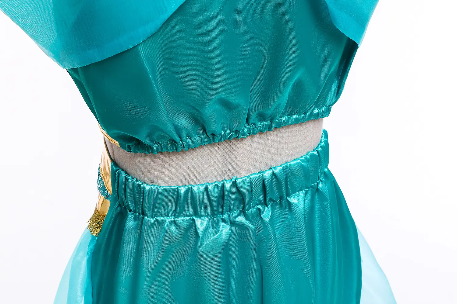 Jasmine Princess Dress for Girls Blue Gold Embroidered — feature 7