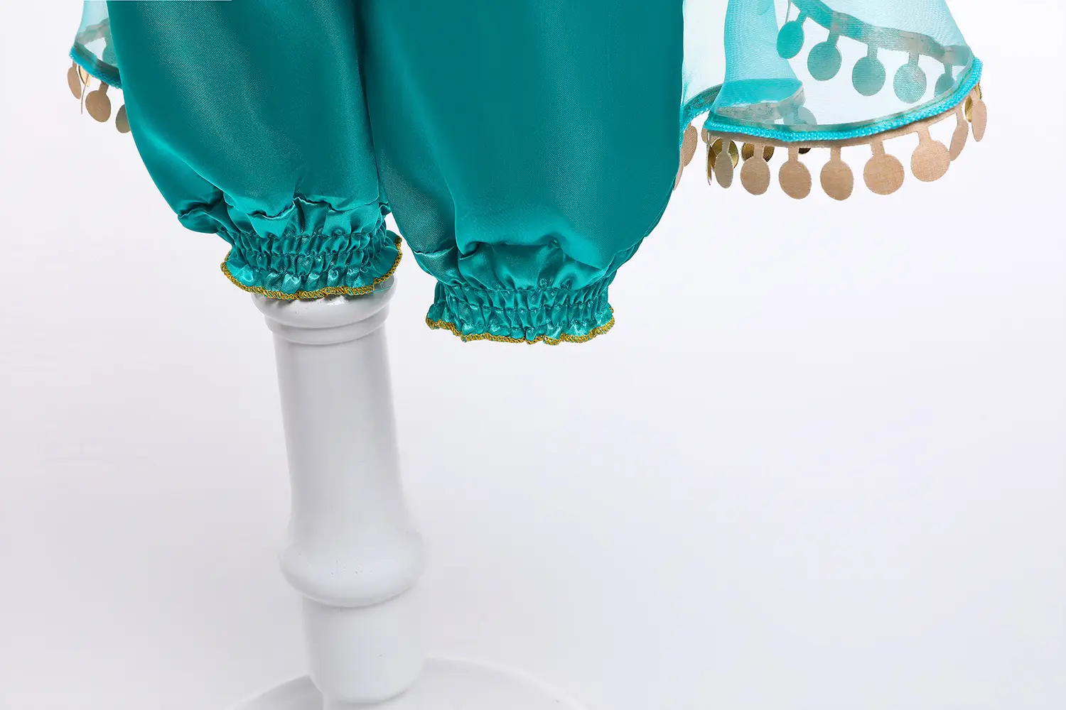 Jasmine Princess Dress for Girls Blue Gold Embroidered — feature 9