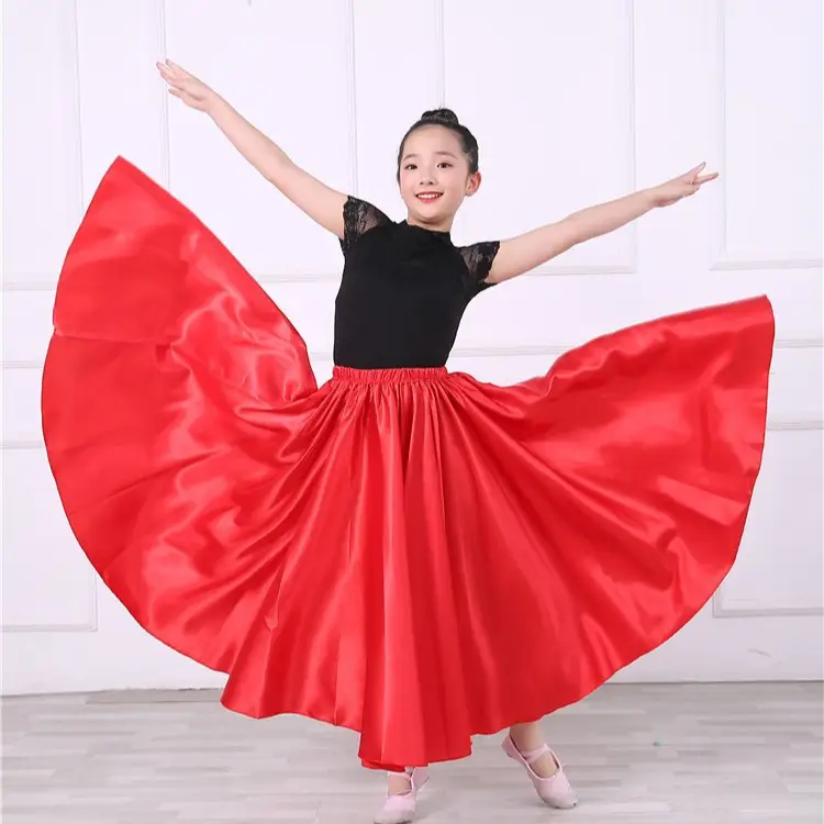 Pink Full-Length Spanish Dance Dress for Girls