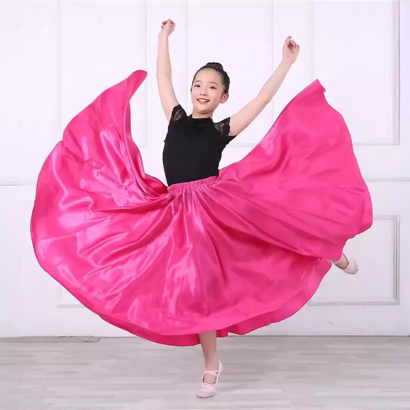 Pink Full-Length Spanish Dance Dress for Girls