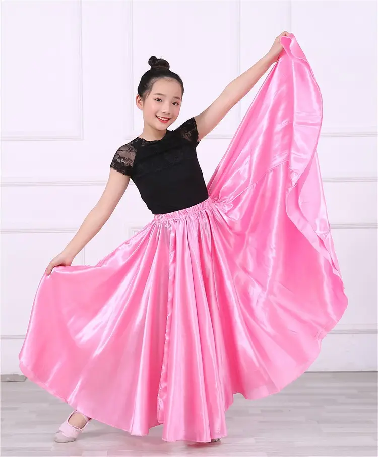 Pink Full-Length Spanish Dance Dress for Girls — feature 10