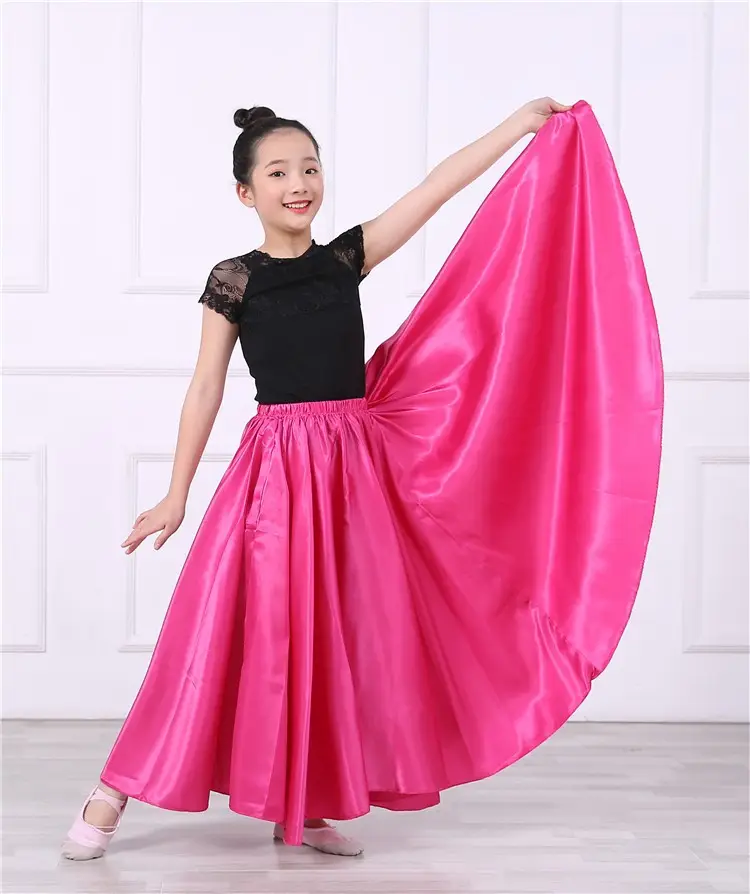 Pink Full-Length Spanish Dance Dress for Girls — feature 8