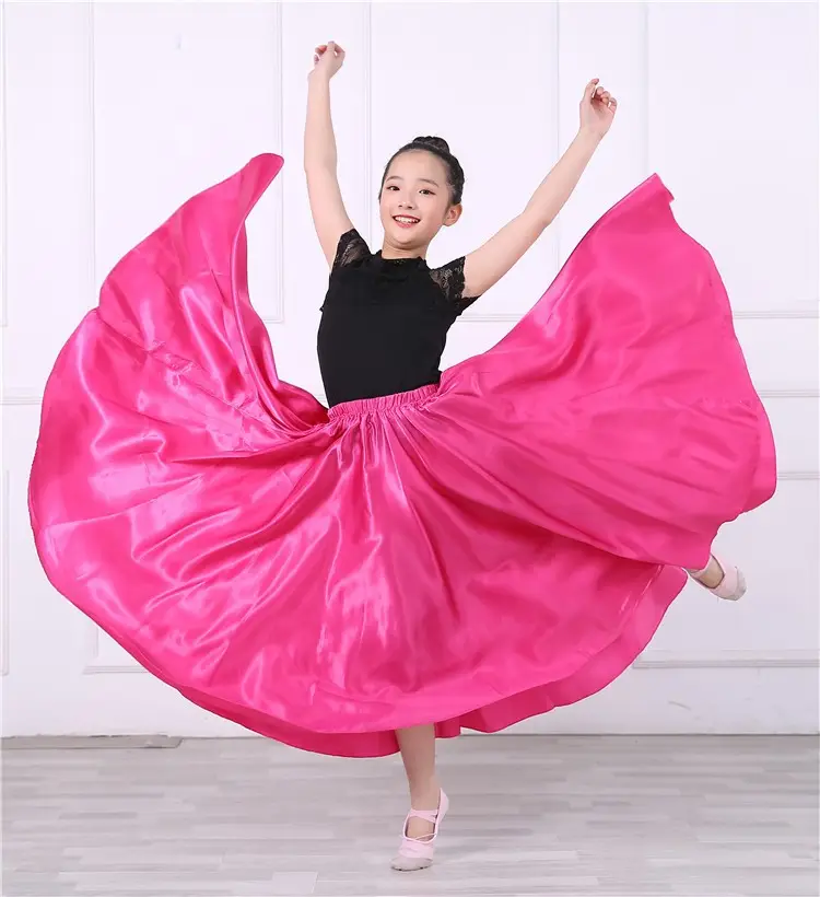 Pink Full-Length Spanish Dance Dress for Girls