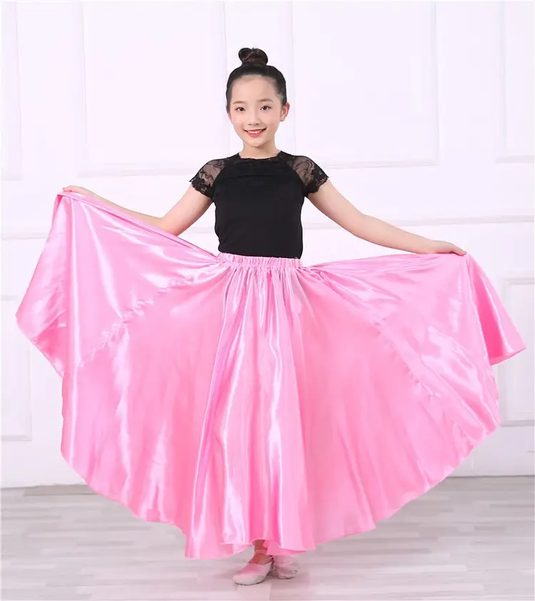 Pink Full-Length Spanish Dance Dress for Girls