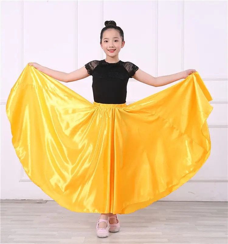 Pink Full-Length Spanish Dance Dress for Girls