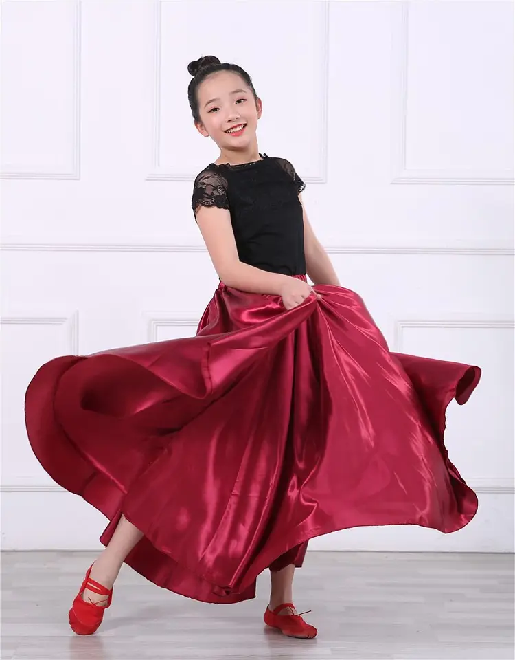 Pink Full-Length Spanish Dance Dress for Girls
