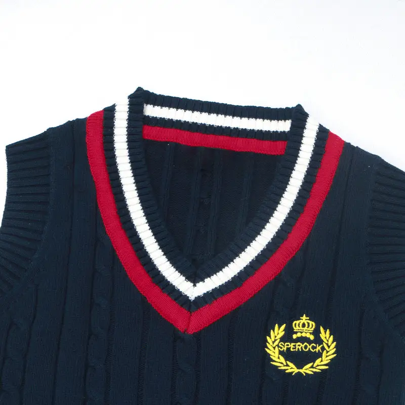 Men's New British Wool Vest Navy Blue V-Neck Sleeveless - Image 7