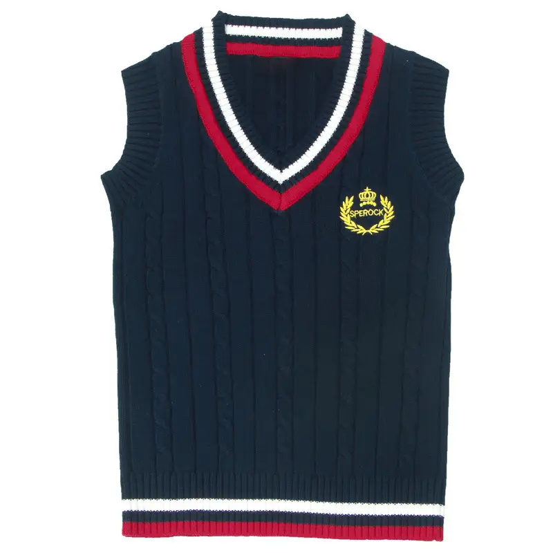 Men's New British Wool Vest Navy Blue V-Neck Sleeveless — feature 5