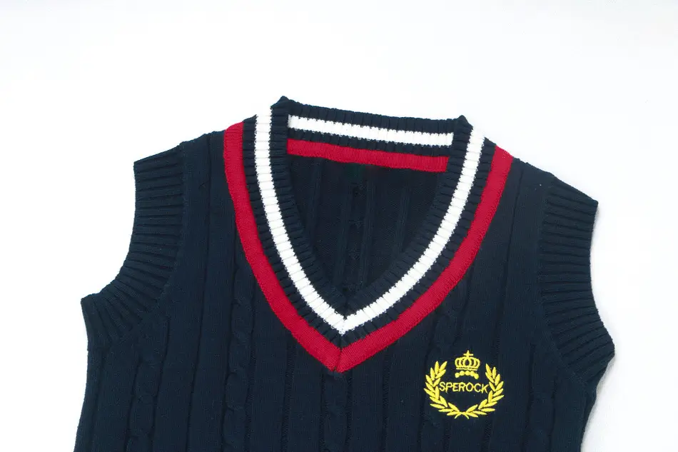 Men's New British Wool Vest Navy Blue V-Neck Sleeveless — feature 7