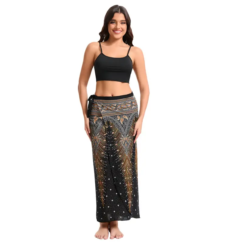 Blue Printed Long Skirt for Women Summer Wear - Image 7