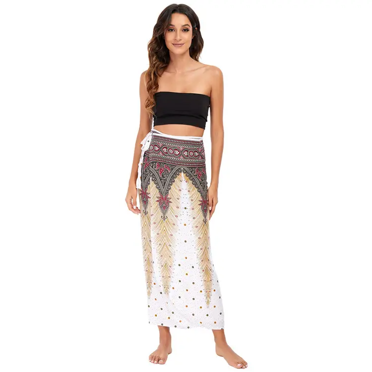 Blue Printed Long Skirt for Women Summer Wear - Image 9
