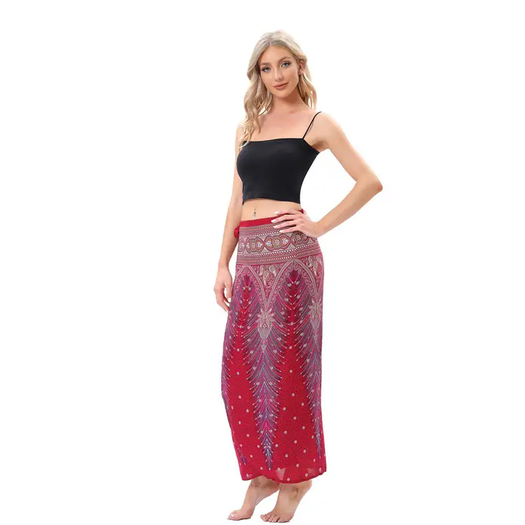 Blue Printed Long Skirt for Women Summer Wear - Image 2