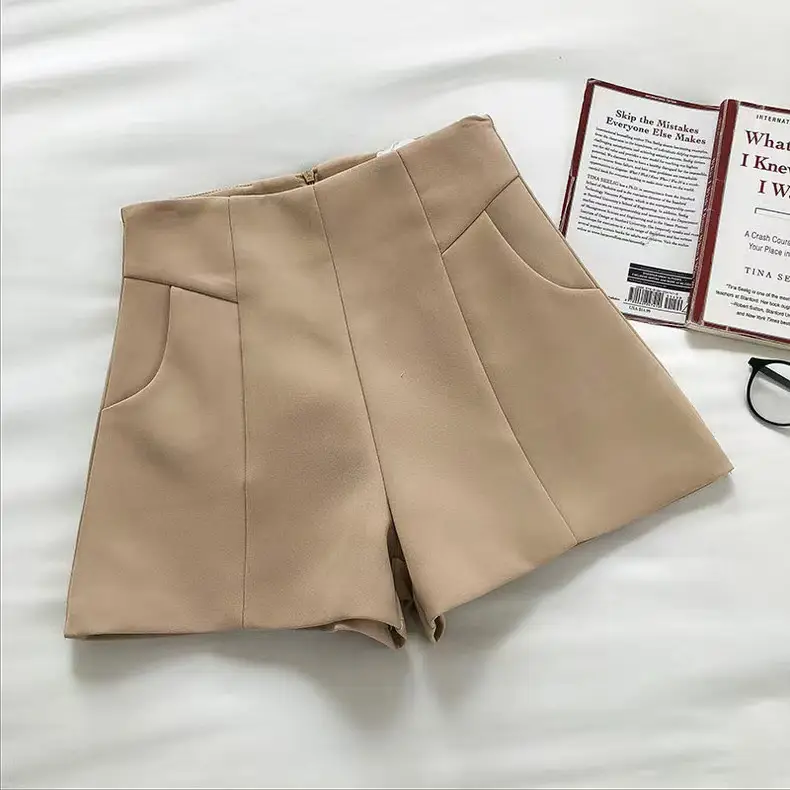 Korean Style High-Waisted Solid Color Shorts - Image 10